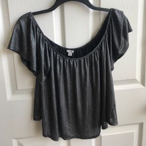 Off the Shoulder black shimmer top
